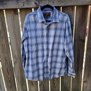 Casual Blue Plaid Button-Down Shirt